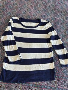 Gap Women Striped 3/4th Sleeve Top