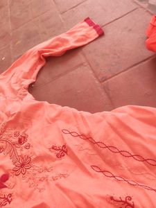 Peach Embroidered Kurta sets