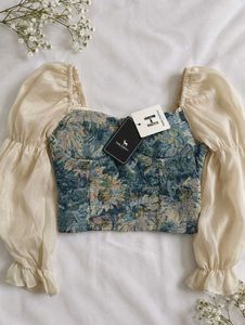 Chic Floral Corset Top with Puff Sleeves