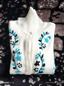 Winter Embroidered Floral Sweater
