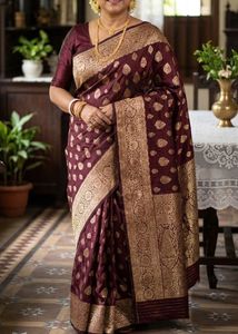 Maroon Banarasi Saree with Gold Weave(women’s)