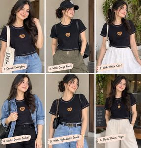 Cute Heart Graphic Cropped T-Shirt