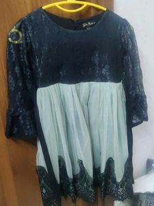 Elegant Black & Mint Green frock