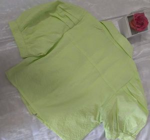 Lime Green Textured Cropped Shirt