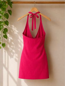 Hot Pink Halter Neck Kurti