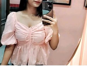 Pink Puff Sleeve Top