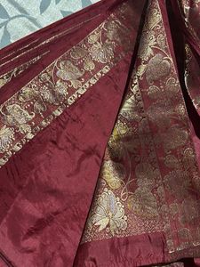 Rich Maroon Silk Saree with Gold Border