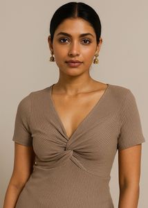 Ribbed Twist Front Top
