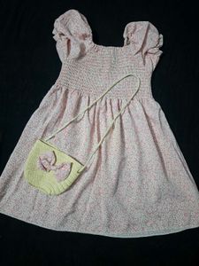 Cute Pink Floral Smocked Dress