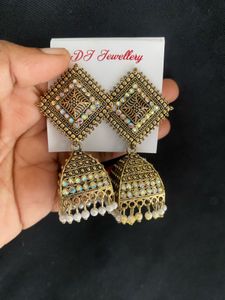 Stunning Jhumka Earrings with Pearl Drops🤩💗