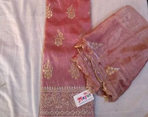 Elegant Pink Embroidered unstitched Suit