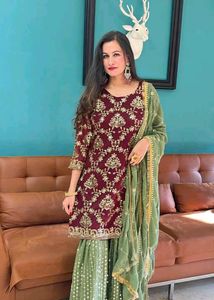 Embroidered Kurta Set with Sharara