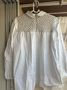 White Crocheted Embellished Blouse