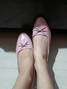 Chic Pink Bow Ballerina Flats