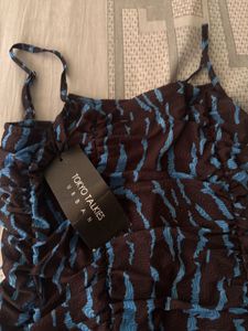 Ruched Zebra Print Mini Dress