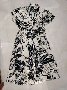 Stylish Tropical Print Shirt Dress