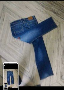 Blue Denim Jeans with Bear Patch