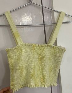 Smocked Yellow Crop Top