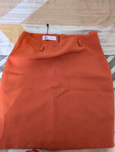 Orange Mini Skirt with Belt