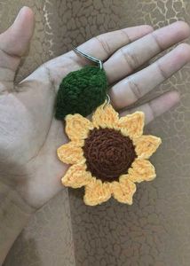 Crocheted Sunflower Keychain