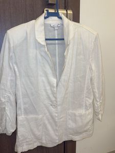 White Linen Blend Blazer