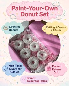Adorable set of 6 donut-shaped kids painting kit