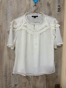 Elegant White Ruffle Blouse