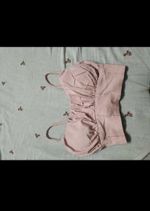 Mauve Smocked Bustier Crop Top
