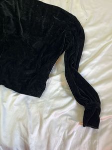 Velvet Black Long Sleeve Top