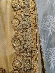 Elegant Golden Embroidered Saree
