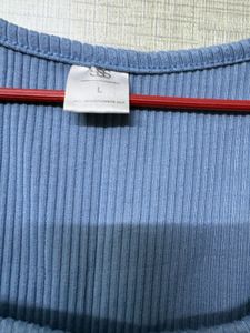 Ribbed Blue Corset Tank Top