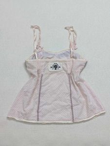 Y2k Coquette Baby Pink Polka Dot Babydoll Top