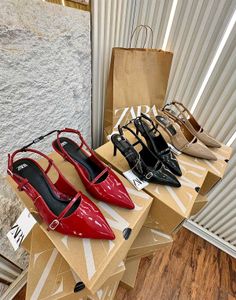 Zara Cherry Red Slingback Heels