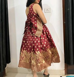 Elegant Maroon &amp; Gold Dress