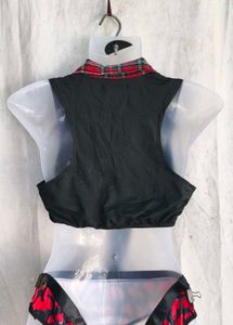 I. Stylish Black Halter Top with Plaid Collar