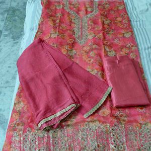 Elegant unstitched party wear dress material, suit