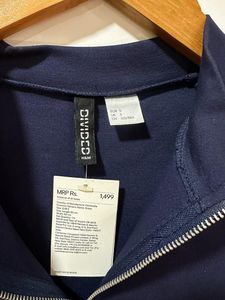 H&amp;M Navy Blue Casual Dress with Striped Sleeves