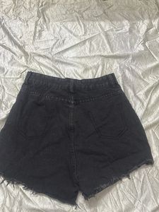 Black Ripped Denim Shorts
