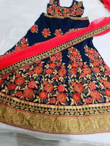 🇳🇿💫🎀Embroidered Blue &amp; Red Lehenga Choli Set