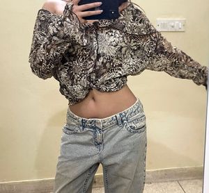Y2K sheer beaded floral top