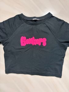 Black "Bonkers" Graphic Crop T-Shirt