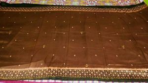 Red &amp; Brown Colour Party Wear Saree