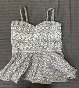 Embroidered Peplum Top (padded)