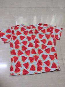 Beach Watermelon Print cropped T-Shirt