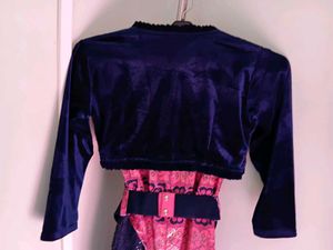 New Stylish Pink &amp; Navy Dress(FREE FLOWER CLIP)