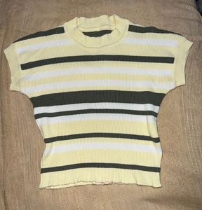 Striped Knit crop Top