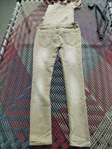 Women's Beige Denim Overalls
