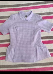 Korean Style Lavender Peplum Top