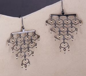 Jali pearl layered drop earrings