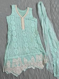 Elegant Mint Green Chikankari Kurta Set